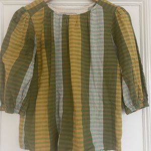 XS Ace & Jig Goldie puff sleeve top in green and blue checks.
